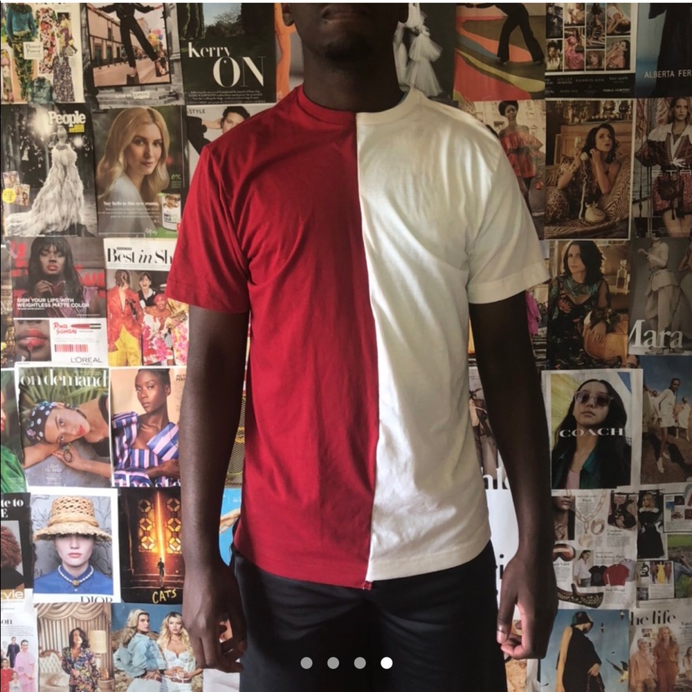 DOUBLE RED/WHITE SPLIT T SHIRT